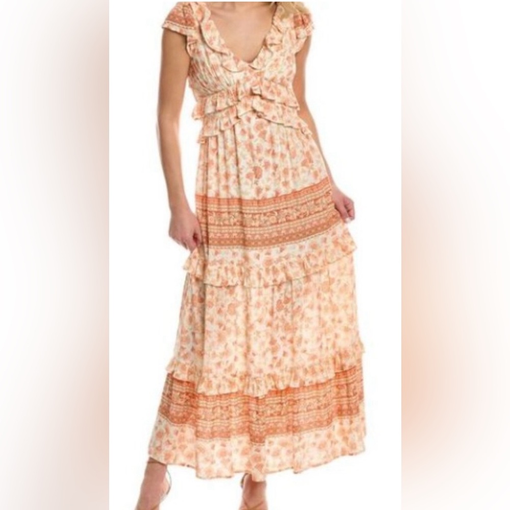 Anthropologie A Collective Story Piper Peach & Cream Floral Maxi Dress NWT $168